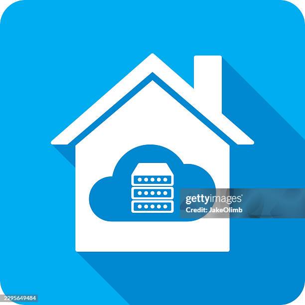 house cloud storage servers icon silhouette - roofing services stock illustrations