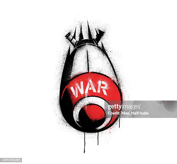 bomb, stencil graffiti - environmental protest stock illustrations