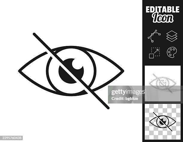 eye with slash. icon for design. easily editable - accessibility blind stock illustrations