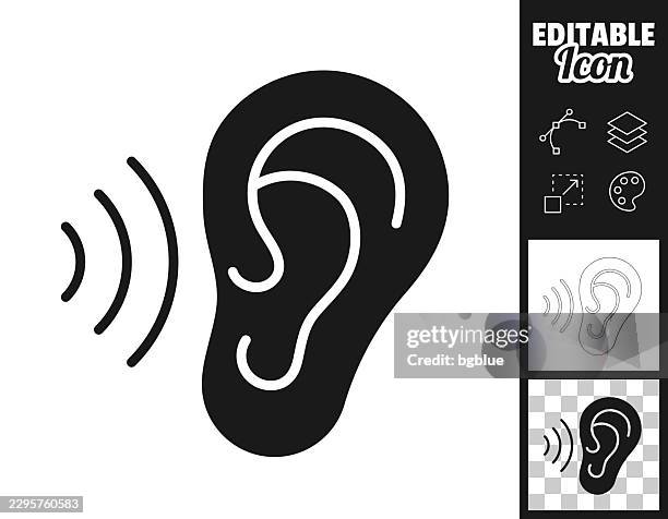 ear with sound waves. icon for design. easily editable - audition stock illustrations