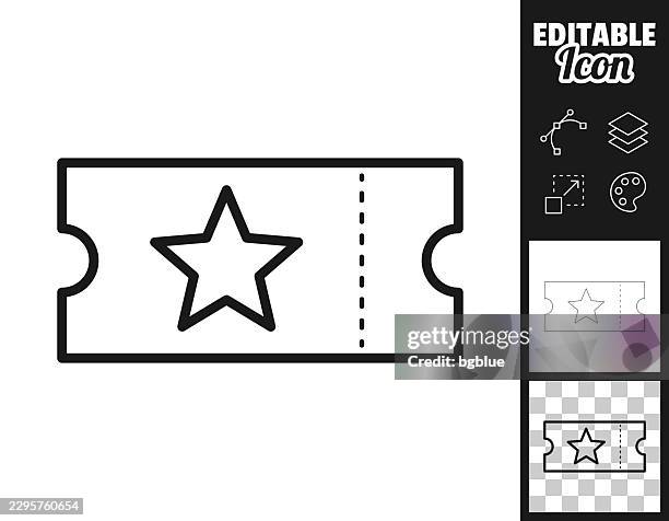 ticket with star. icon for design. easily editable - star pattern stock illustrations