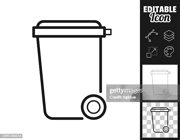 wheeled trash bin. icon for design. easily editable - compost bin stock illustrations