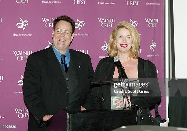 Actor Dan Aykroyd and Donna Dixon attend the Walnut Crest Million Dollar Celebrity Wine Challenge at the W Hotel April 3, 2003 in New York City. The...