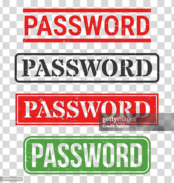 password - rubber stamp set on blank background - create password stock illustrations