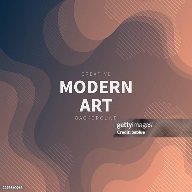 fluid abstract design with brown gradient - trendy background - dramatic sunrise stock illustrations