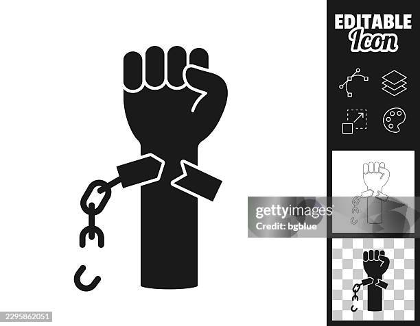 broken handcuffs. icon for design. easily editable - breaking shackles stock illustrations