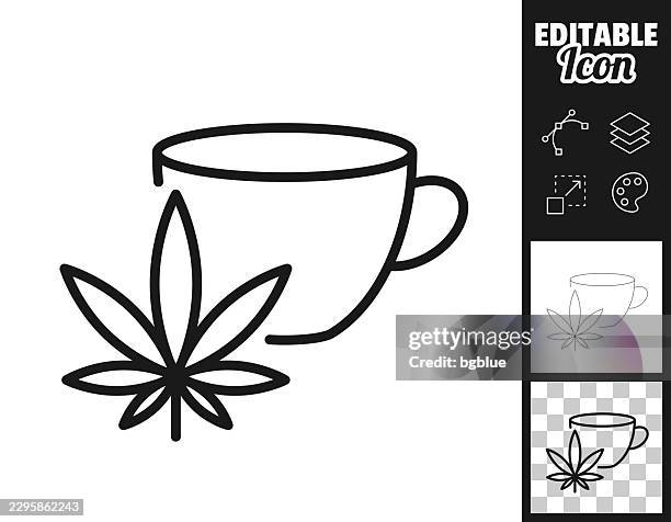 cannabis tea. icon for design. easily editable - drinking herbal tea stock illustrations