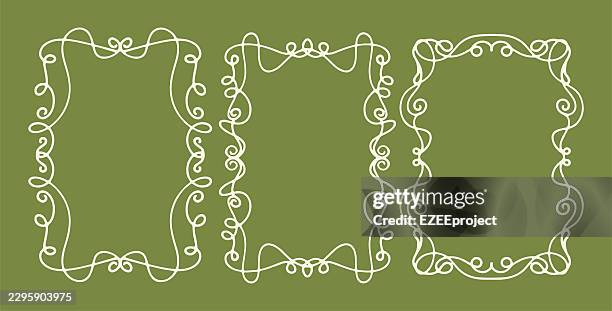 decorative vintage scroll frame set. ornate swirl border frame collection. elegant calligraphy flourish frame - scroll border stock illustrations