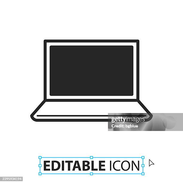 laptop - editable icon on white background - computer with blank screen stock illustrations