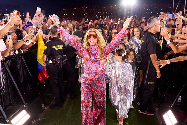 Singer Shakira performs onstage on the Opening night of her 12 date European residency at Shakira stadium during "La Mujeres Ya No Lloran" World Tour...