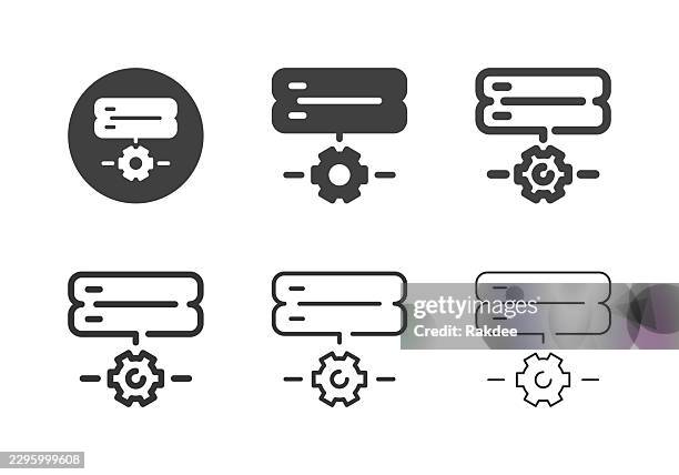 server configuration icons - multi series - security system installation stock illustrations