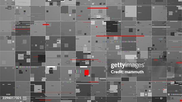 digital glitch pattern with grey grid pixel artifacts, damaged screen data, red accents, modern abstract background - math problem stock illustrations