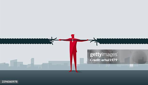 supply chain mediation & critical bridge - rope breaking stock illustrations