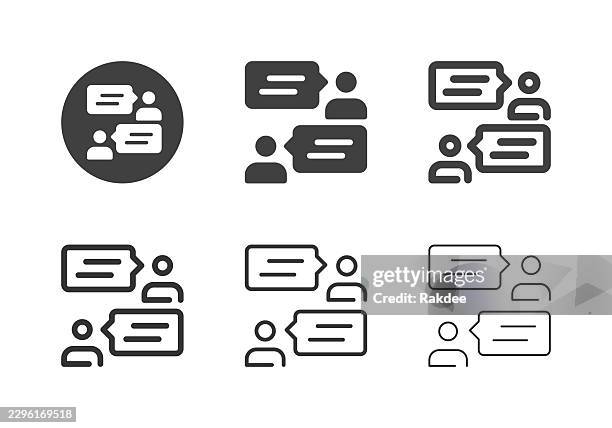 user discussion icons - multi series - ceo talking stock illustrations