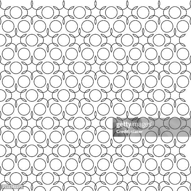 black hand-drawn circular outlines repeat across a white background, forming a dense seamless pattern with simple geometric rhythm and clean minimal contrast. - white cube stock illustrations