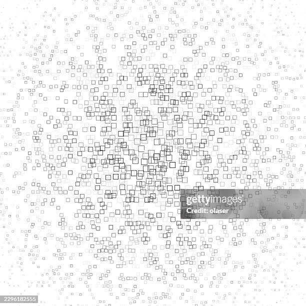 scattered gray square outlines form a soft circular pattern on a white background, creating a light, airy composition with a subtle sense of motion and depth. - whiteboard background stock illustrations