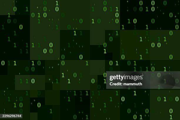 binary code pattern, green digital data flow, abstract technological background - digitalization background stock illustrations