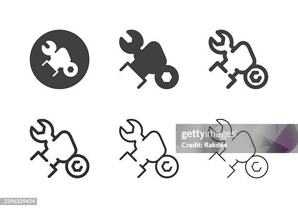 maintenance tool icons - multi series - engineering team hands stock illustrations