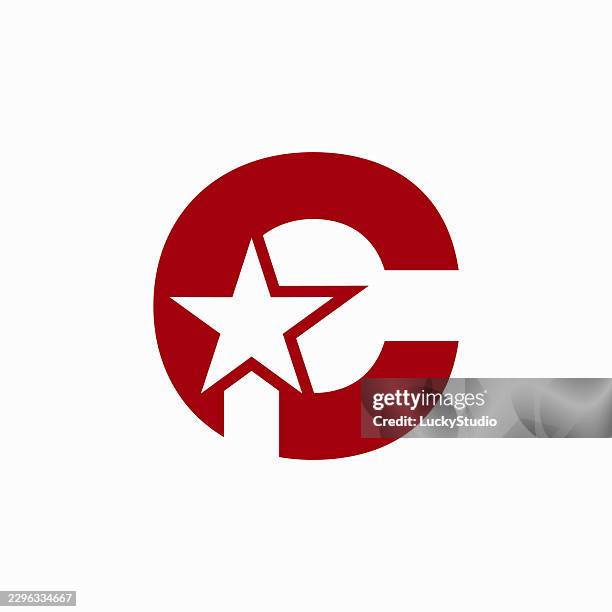 c letter and stars abstract logotype. creative minimalistic style monogram. modern icon sign. vector illustration. stock illustration stock illustration - c star logo stock illustrations