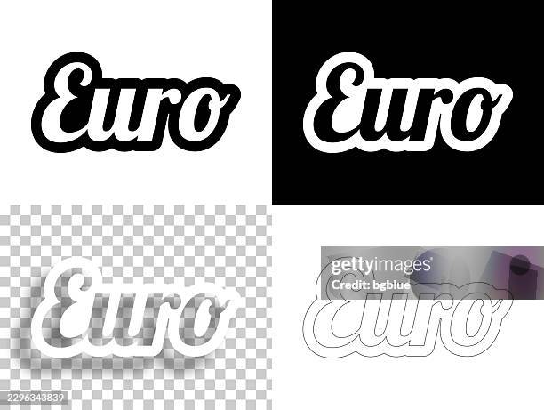 euro - text for design. blank, white and black backgrounds - line text - eu logo stock illustrations