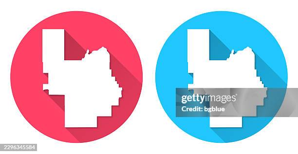 power county, idaho map. round icon with long shadow on red or blue background - niagara falls stock illustrations