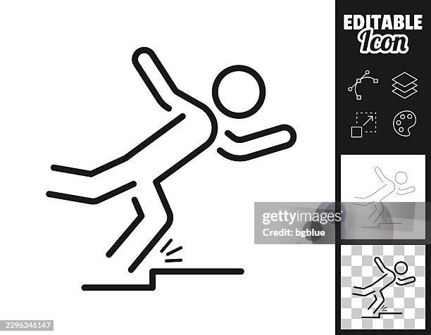 person tripping on step. icon for design. easily editable - falling down stairs stock illustrations