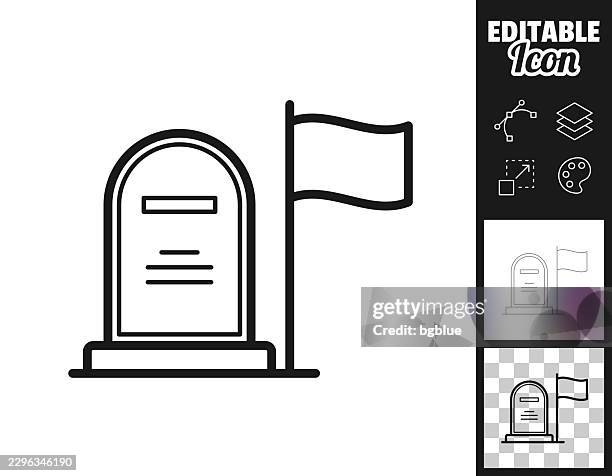grave with flag. icon for design. easily editable - war memorial stock illustrations