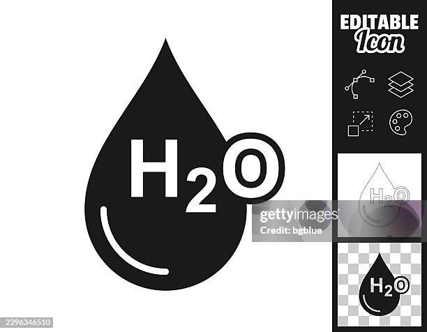 water drop with h2o. icon for design. easily editable - environmental science stock illustrations