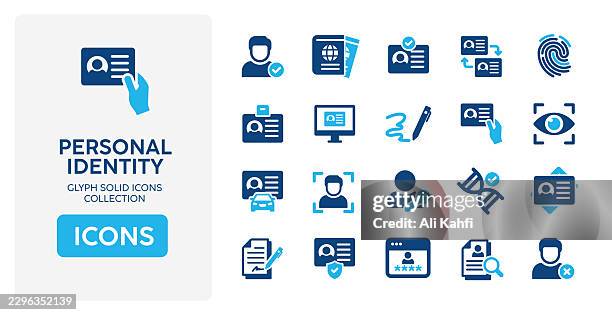 id card glyph solid icons. glyph solid icons collection. vector illustration. perfect pixel on clean white background - visa application stock illustrations