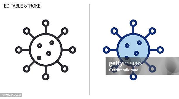 virus icon set – editable stroke vector showing microorganism structure representing biology, health, infection and medical research concepts. vector illustration - covid germs stock illustrations