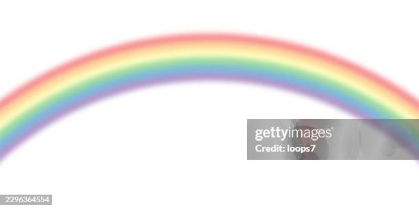 soft pastel rainbow arc with blurred glow on white background - spring rain stock illustrations