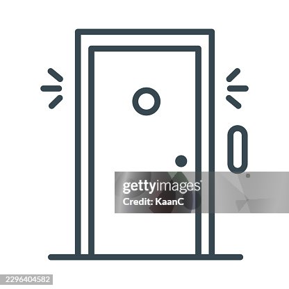 Door with intercom icon. Editable stroke. Vector stock illustration. Door with intercom icon. Editable stroke. Vector stock illustration.