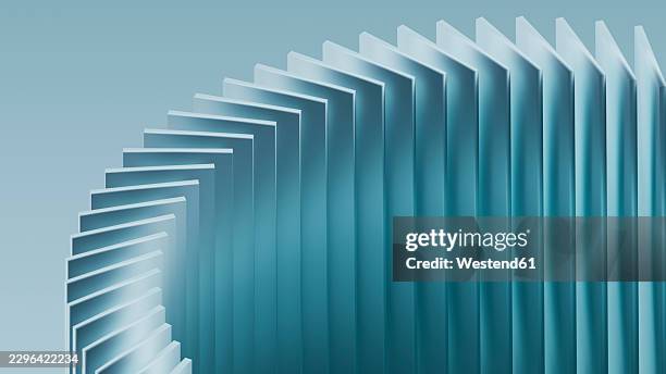 abstract blue 3d rendering of repeating architectural curves - rhythm background stock illustrations
