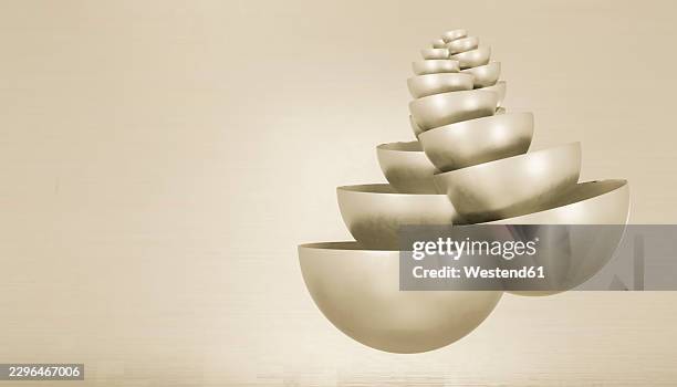 abstract floating shell shows balance and harmony on beige background - delicate balance stock illustrations