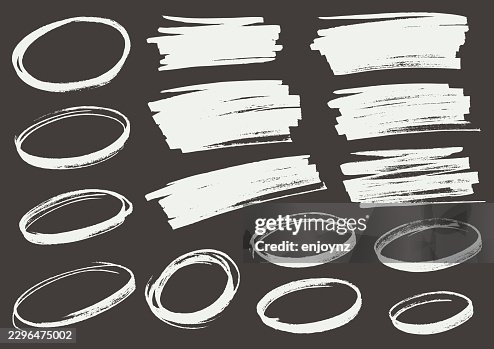 White hand drawn chalk circles and scribbles White hand drawn chalk circles and scribbles