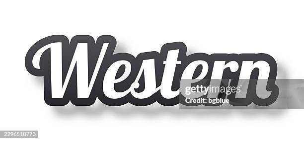 western - 3d text with shadow on white background - western typeface stock illustrations