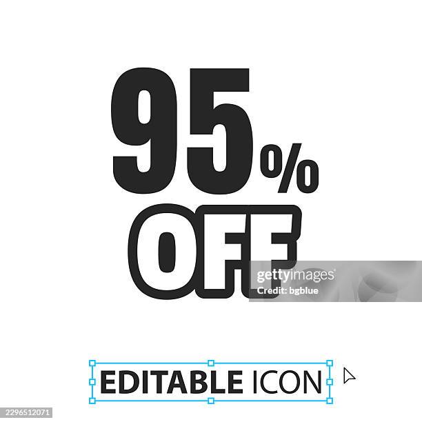 95 percent off (95% off) - editable icon on white background - lower icon vector stock illustrations