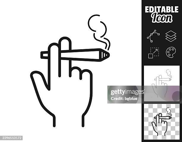 hand holding joint. icon for design. easily editable - hand holding cigarette stock illustrations