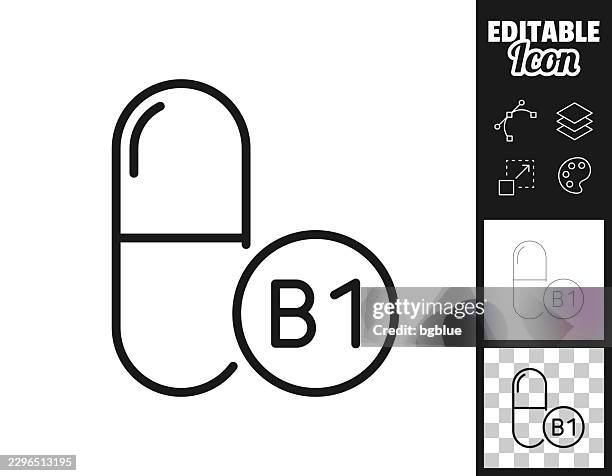 vitamin b1 capsule. icon for design. easily editable - preventive care stock illustrations