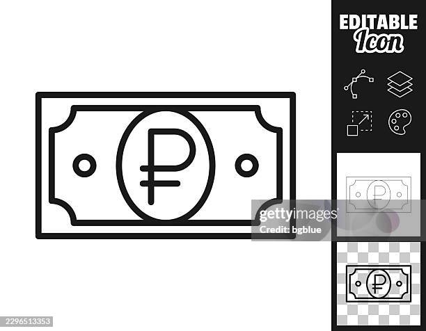 russian ruble banknote. icon for design. easily editable - bank branch stock illustrations
