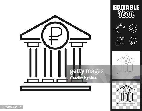 Russian ruble bank building. Icon for design. Easily editable Russian ruble bank building. Icon for design. Easily editable