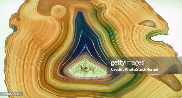 blue agate with crystals in a geode, - blue agate stock pictures, royalty-free photos & images