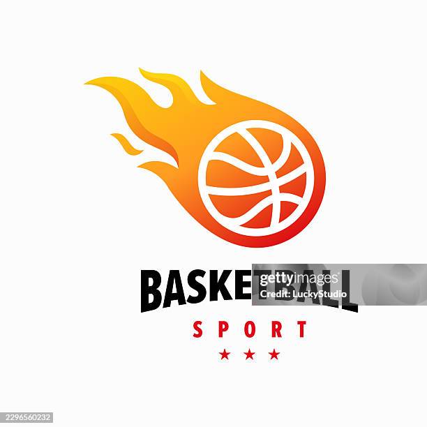 iconic basketball logo designs concept vector, fire basketball vector - fireball stock illustrations