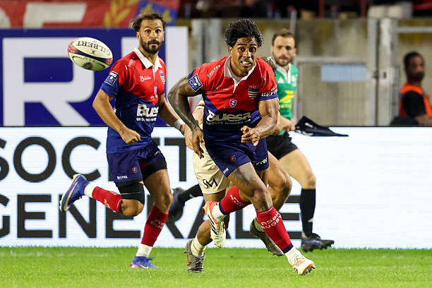 Job POULET of Beziers with Charly MALIE of Beziers during Pro D2 match between Beziers and Narbonne at Stade Raul Barriere on September 25, 2026 in...