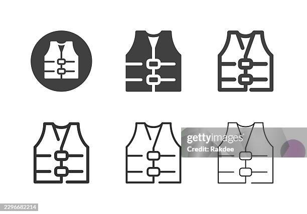 life jacket icons - multi series - diving platform stock illustrations