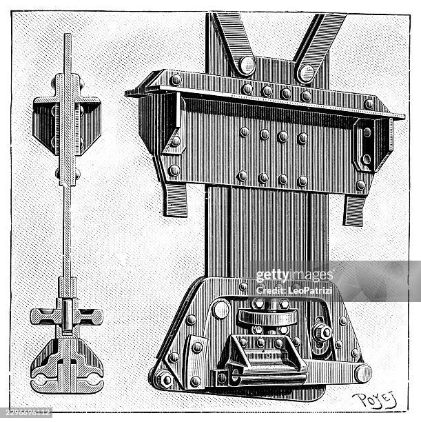19th century french mechanical grip engineering illustration - claw machine stock illustrations