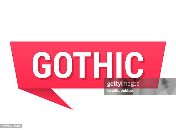 gothic - red speech bubble on blank background - gothic font stock illustrations