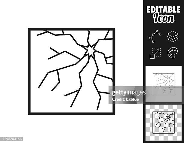 cracked glass. icon for design. easily editable - window frame white background stock illustrations