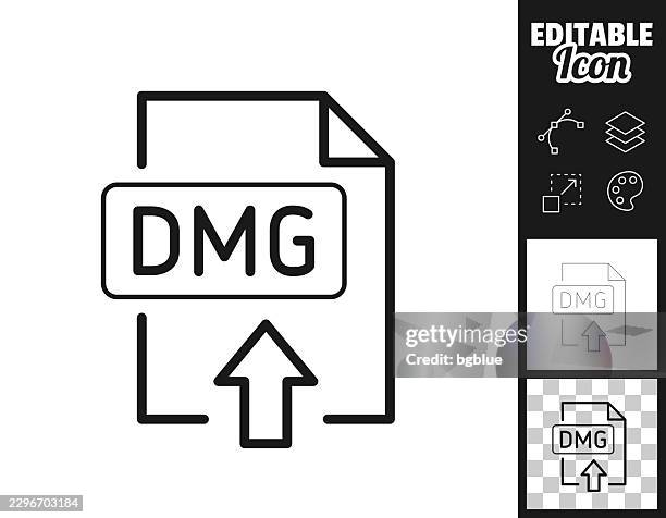 dmg disk image upload. icon for design. easily editable - digitalization stock illustrations