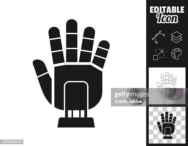 robotic open hand. icon for design. easily editable - mechanical grabber stock illustrations
